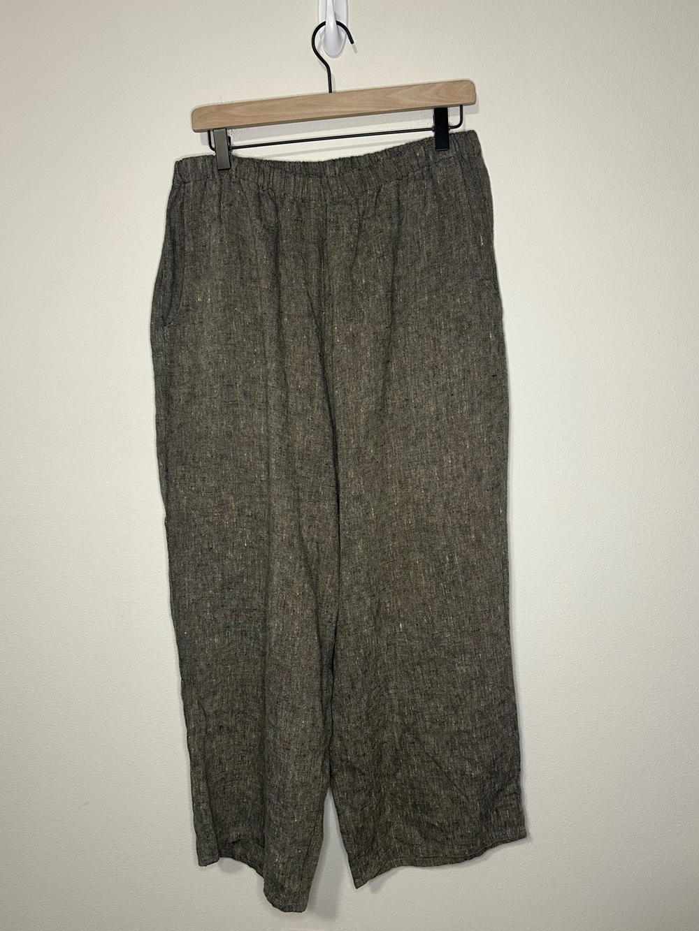 FLAX by Jeanne Engelhart linen wide leg floor length pants neutral brown size M